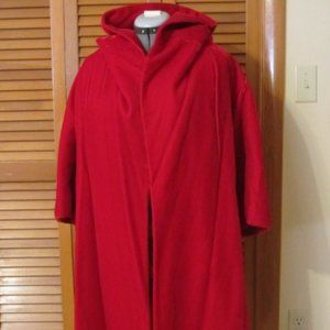 Long Red Dress Coat Made by National Board Coat and Suit Industry Size L